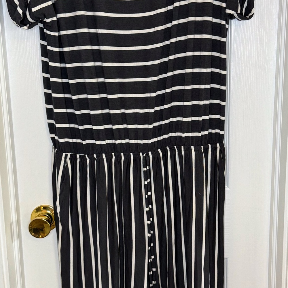 Striped Gray and White Jumpsuit